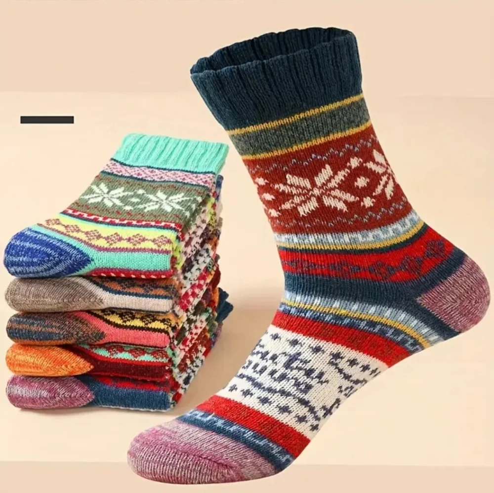 Multicolor Patterned Socks Unisex Five Pairs - Picture 4 of 4